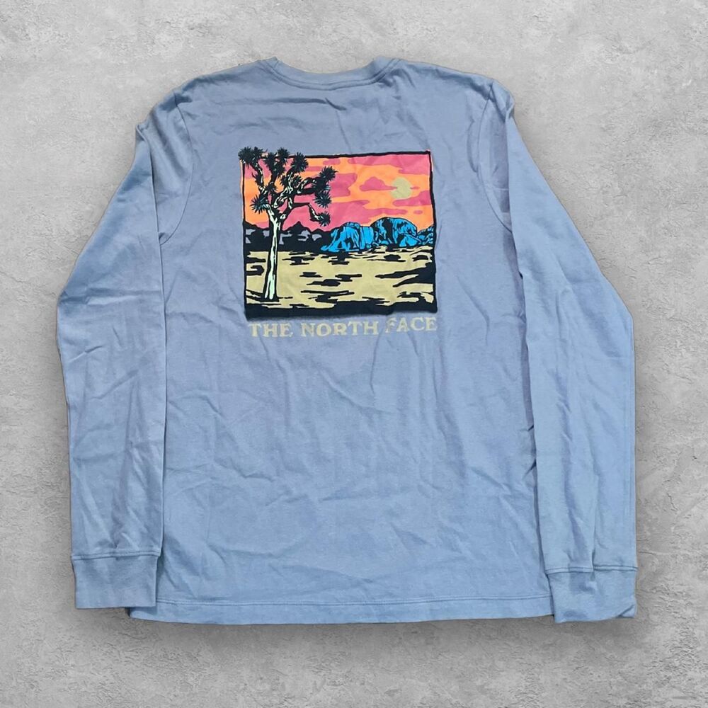 The North Face Joshua Tree Desert Graphic Long Sleeve Shirt Blue Womens Small